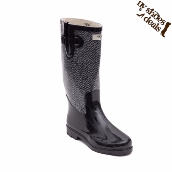Forever Young Shoes - Women's Rain Boots, 14'' Rubber Jacket Design Wellies Rainboots